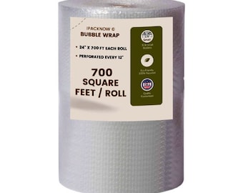 IPACKNOW 24" x 700 Square Feet Small Bubble Cushioning Wrap Bundle 700 SQFT 12" Perforated ECO