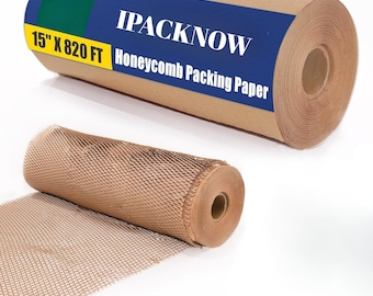 Bulk 15 Inches x 820 feet Honeycomb Packing Paper for Dishes and Glassware Large Bubble Cushioning Wrap Roll Packaging Shipping Material