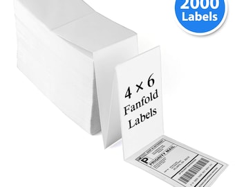 Thermal Shipping Label 4"x6", Fanfold, White, with Perforation, 2000 Label/Stack
