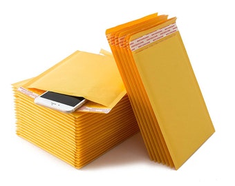 4"x8" Kraft Bubble Mailers Yellow Padded Envelopes #000 Small Business Mailing Packages Self Sealing Tear Resistant