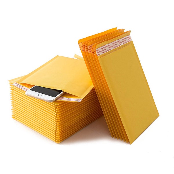4"x8" Kraft Bubble Mailers Yellow Padded Envelopes #000 Small Business Mailing Packages Self Sealing Tear Resistant