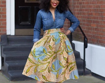 Ankara short skirt, African summer skirt, Midi length skirt, Ankara skirt, African print Skirt, African skirt for women