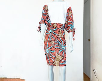 Falda lápiz con estampado africano, falda corta Ankara, 100% algodón