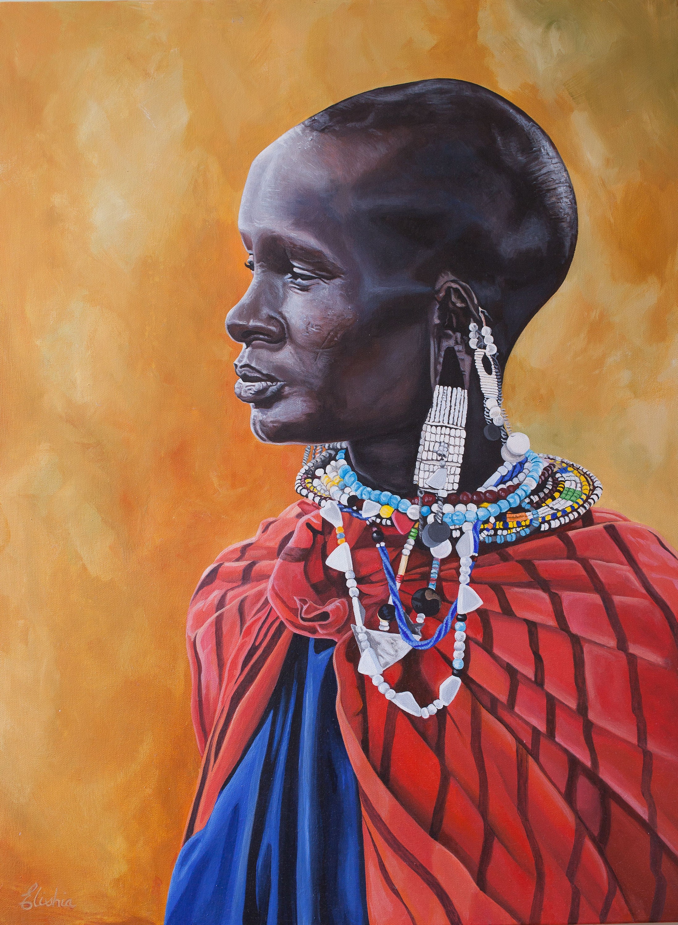絵画「マサイ族の女性」の限定版ジクレープリント。 - Etsy 日本