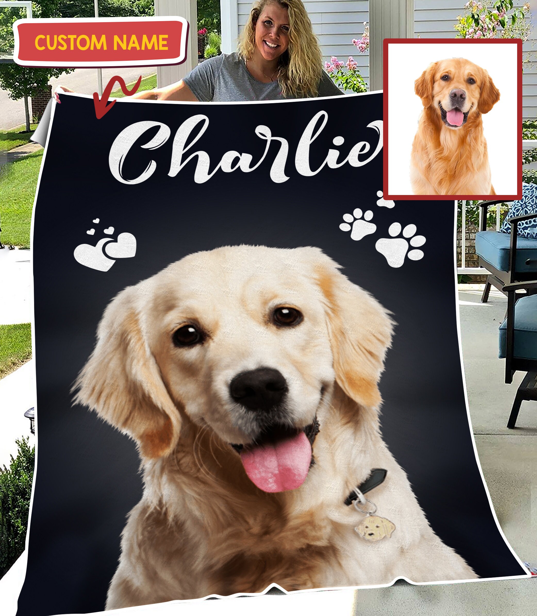 Personalized Photo Pet Blanket Custom Dog Picture Blankets Etsy