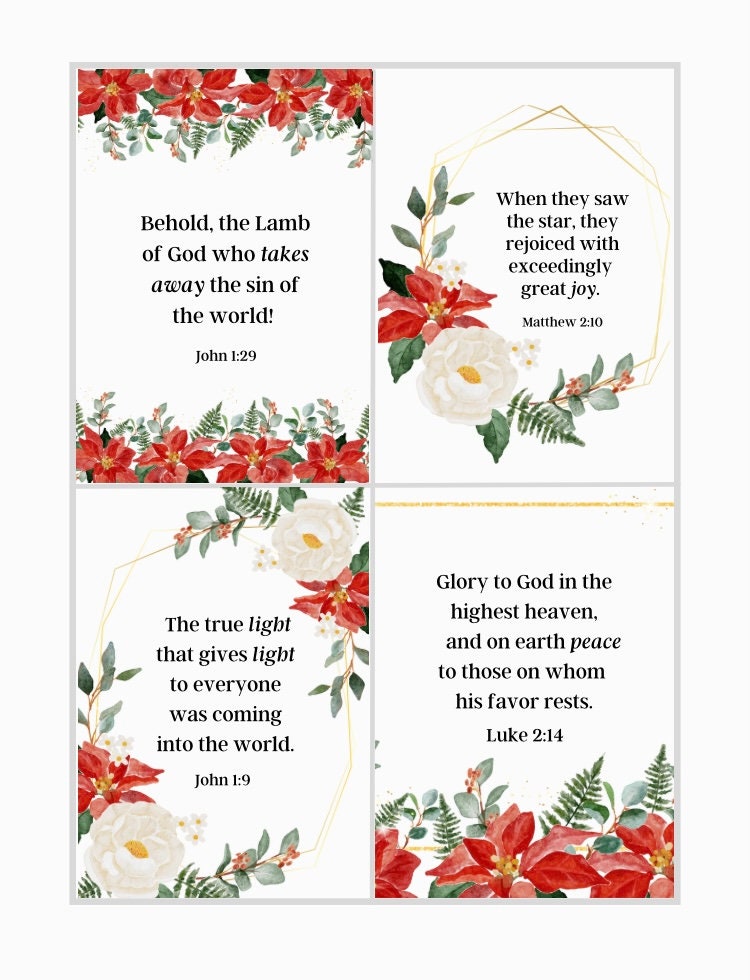 Christmas Bible Verse Cards Christmas Lyrics Christmas Scripture Cards