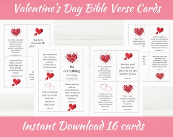 Valentine's Day Bible Verse Cards | Love Bible Verses | Scripture Cards | Valentine's Gift | Digital Download