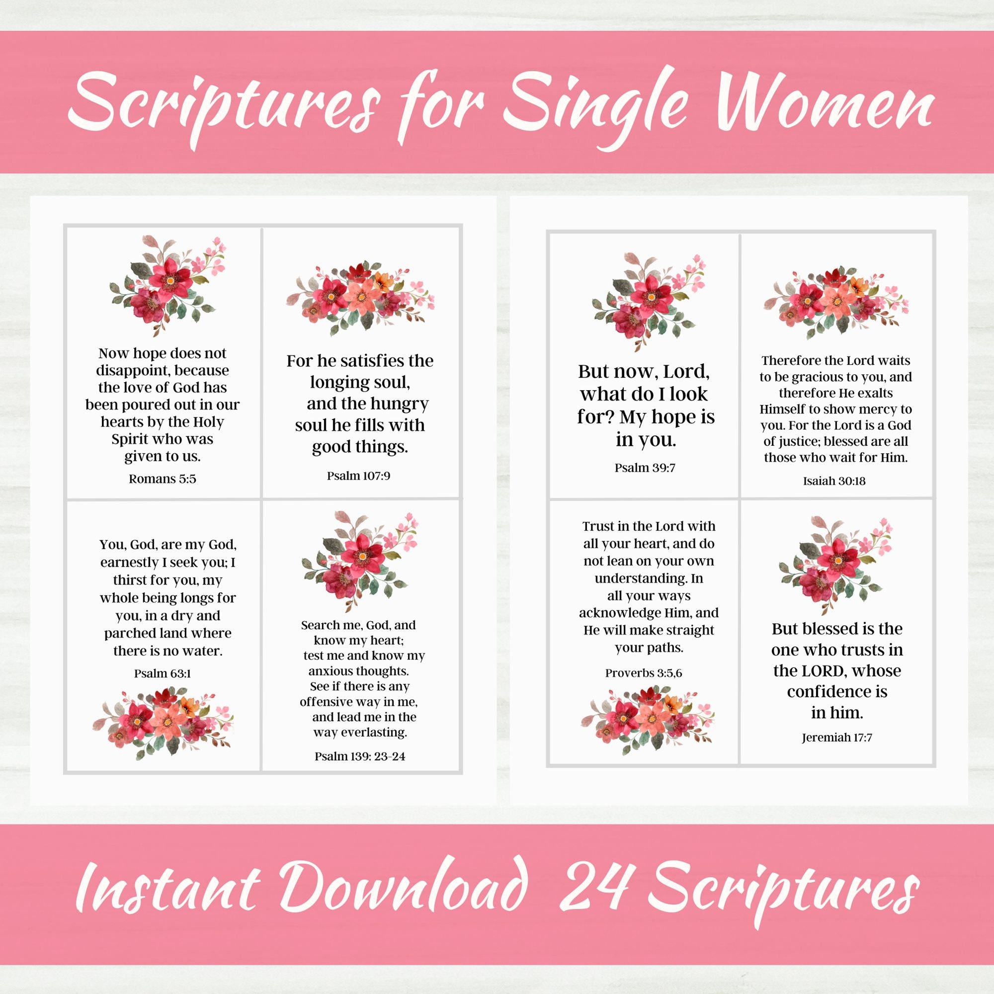 Bible Verses for Christian Single Women | Scripture Cards | Scriptures for  Singles | Bible Verse Cards for Singles | Floral Bible Verses - Etsy, image size:2000x2000