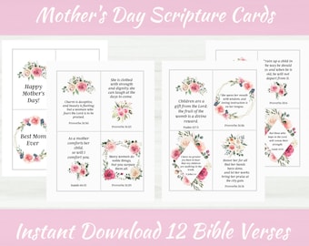 Printable Scripture Cards for Moms | Gifts for Moms | Mother's Day Gifts | Bible Verses for Women | Floral Bible Verses | Christian Gifts