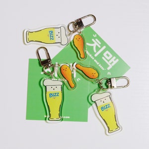 Chicken and Beer &quot;치맥&quot; Cute Kawaii Acrylic Keychain