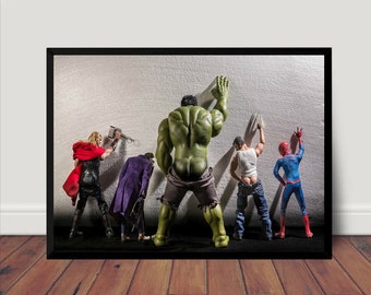 Avengers Movie Hulk Superheros in Toilet Poster Canvas Wall Art Home Decor (No Frame)