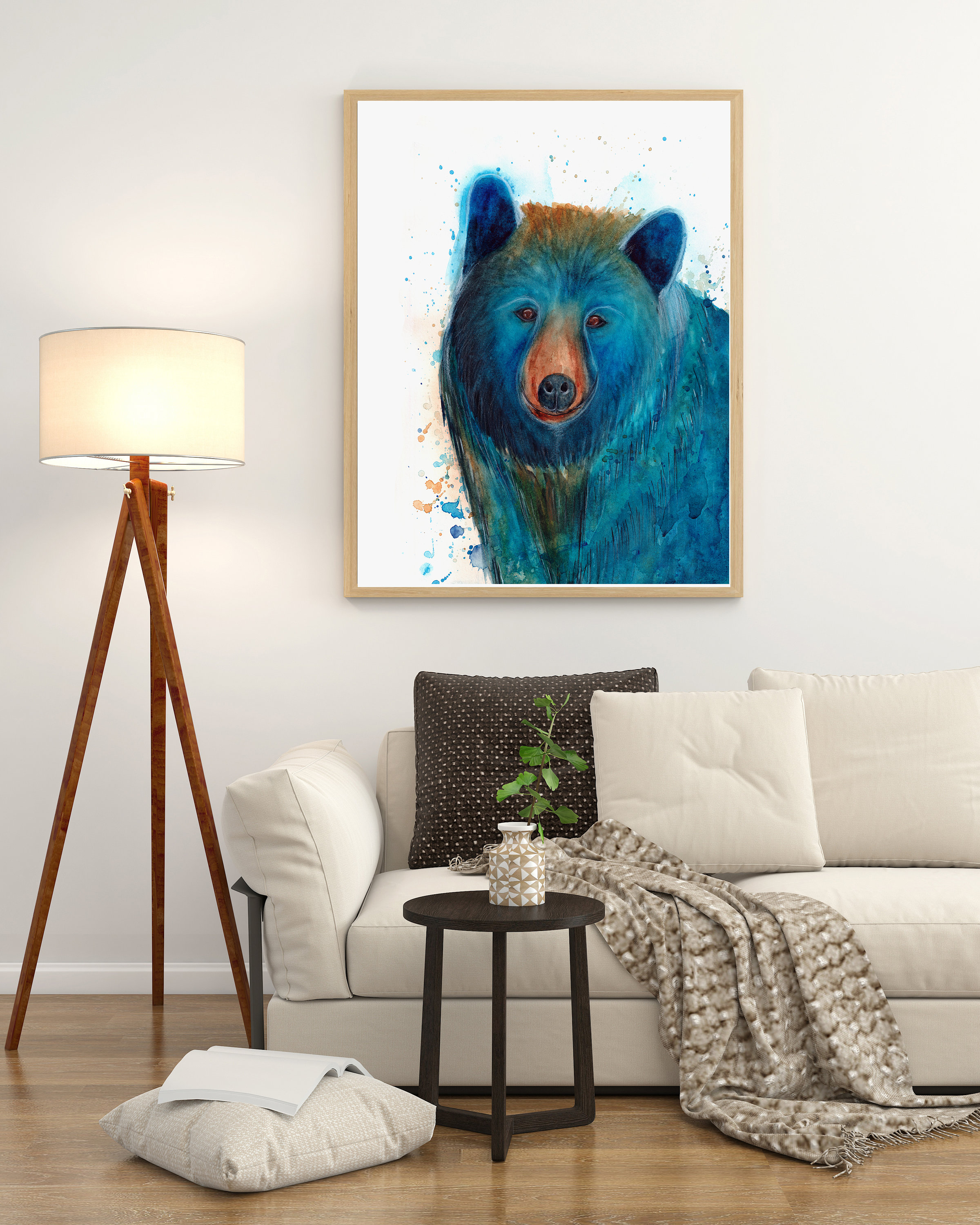 Bear watercolour painting bear print wall art nursery art | Etsy