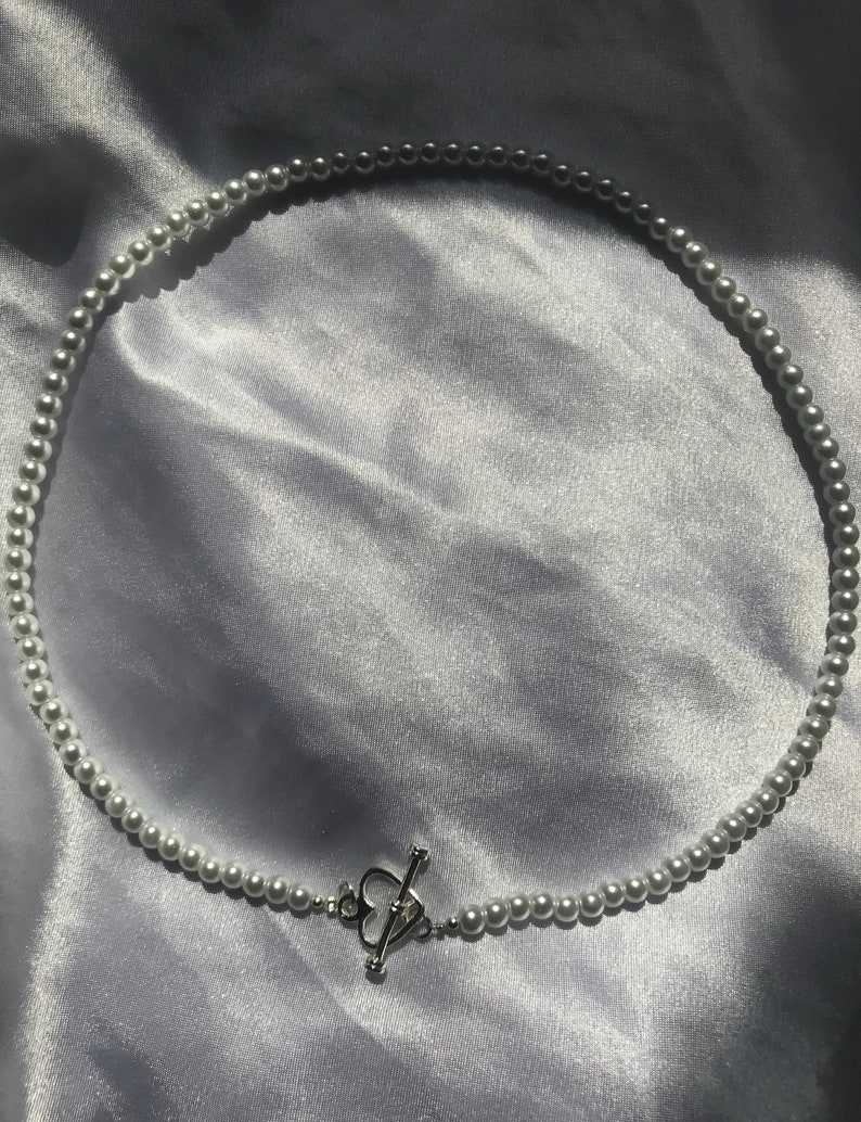Pearl Choker With Heart Toggle Clasps Etsy UK