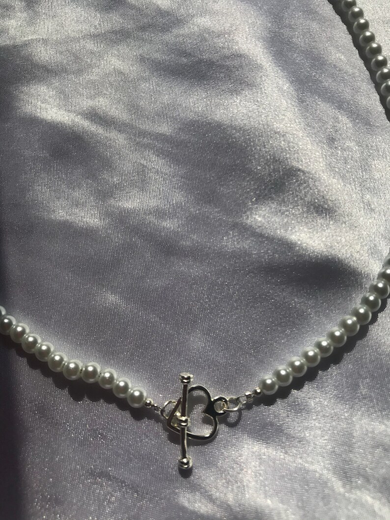 Pearl Choker With Heart Toggle Clasps Etsy UK