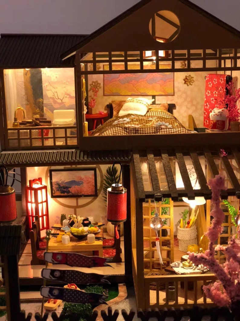 DIY Miniature Dollhouse Kit Japanese Style Villa with Light Etsy