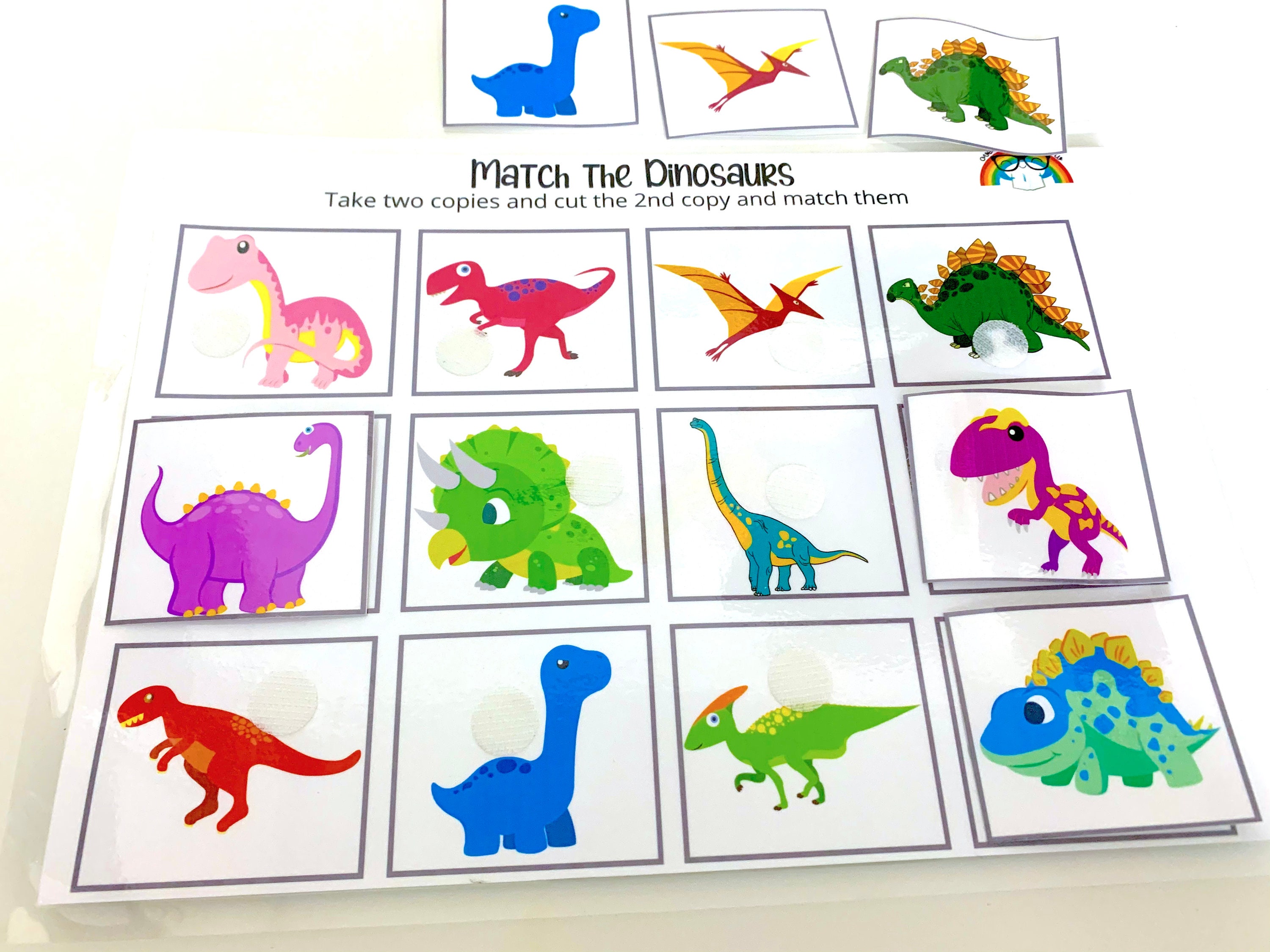 Dinosaur Matching activity preschool binder sheet toddler | Etsy