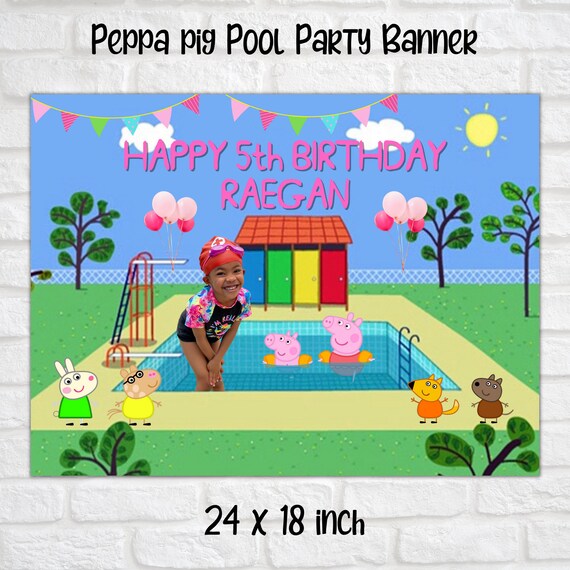 Peppa Pig Birthday Banner Peppa Pig Birthday Backdrop | Etsy