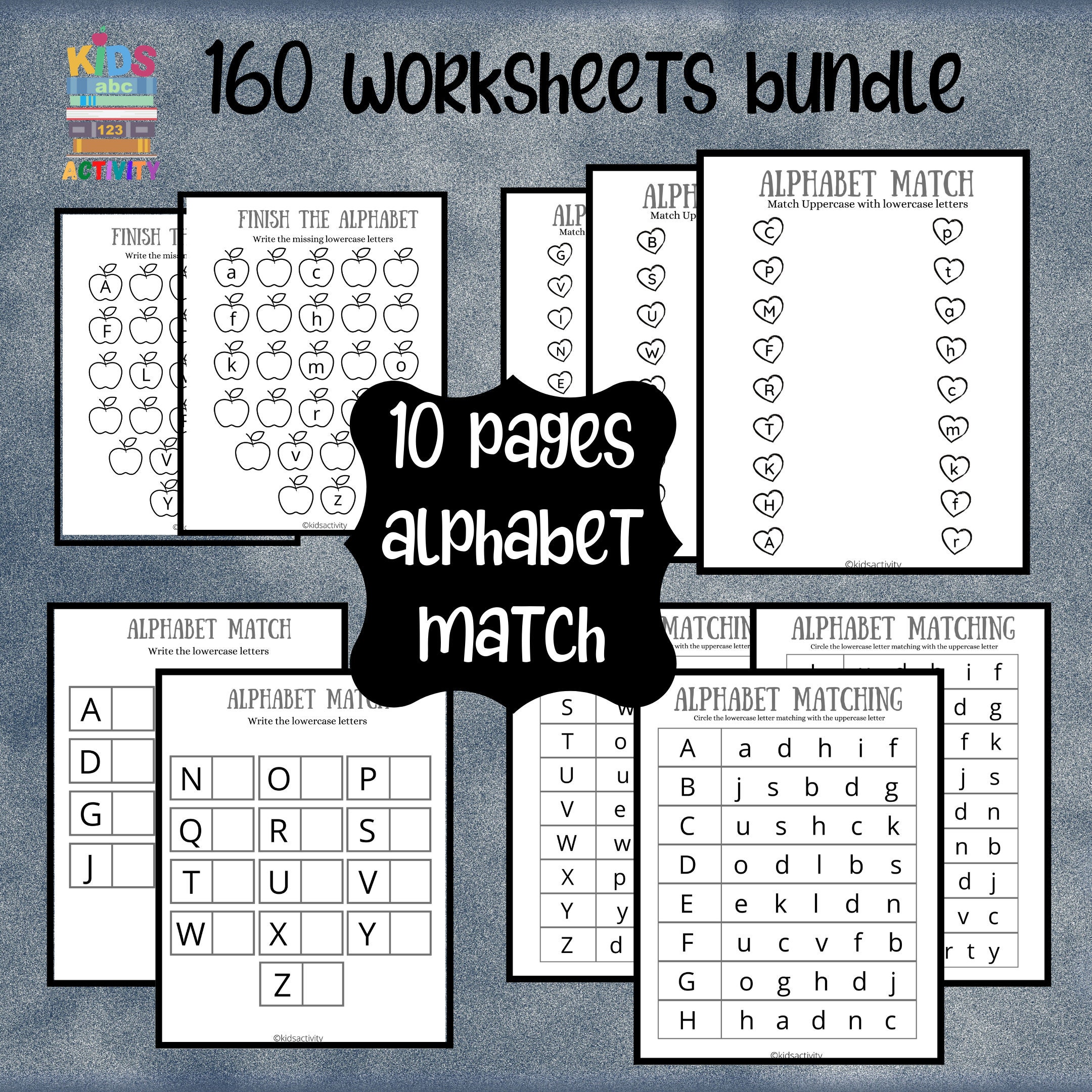 Alphabet worksheet downloads preschool worksheet bundle | Etsy