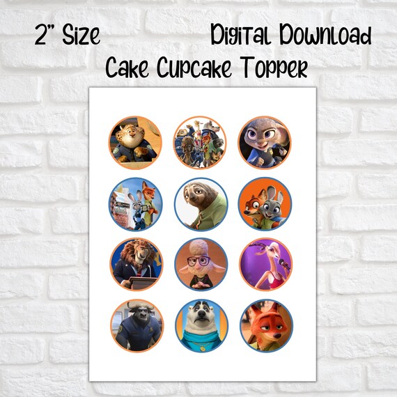 zootopia cake topper zootopia stickers digital download cake etsy australia