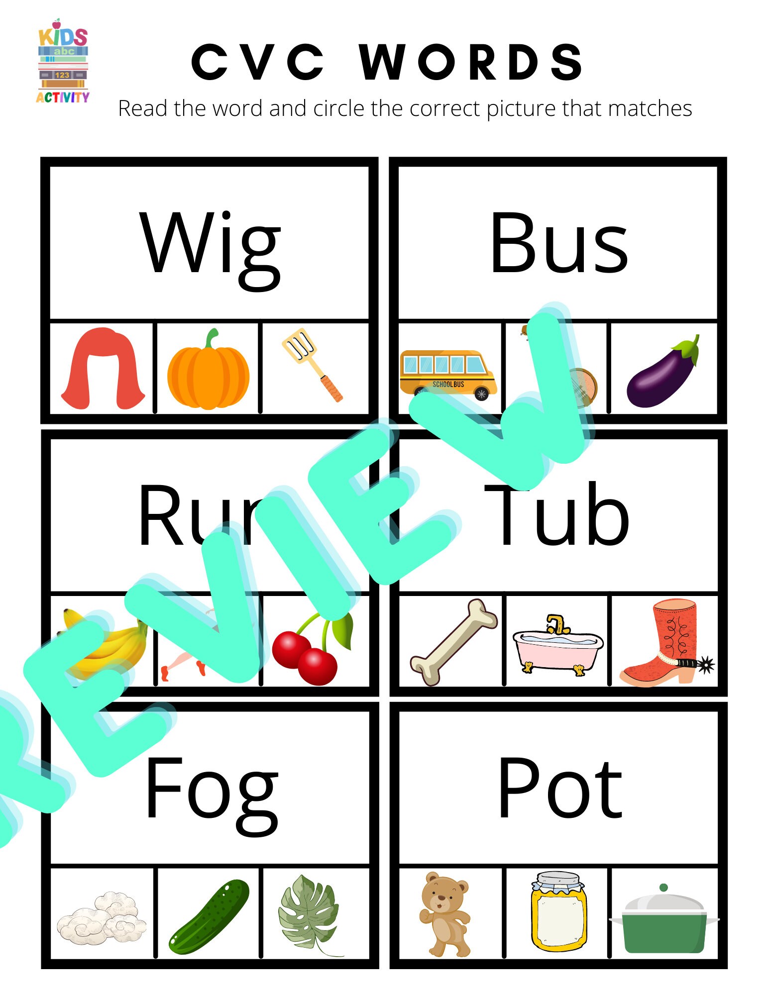 CVC words preschool worksheet printable kids activity Etsy