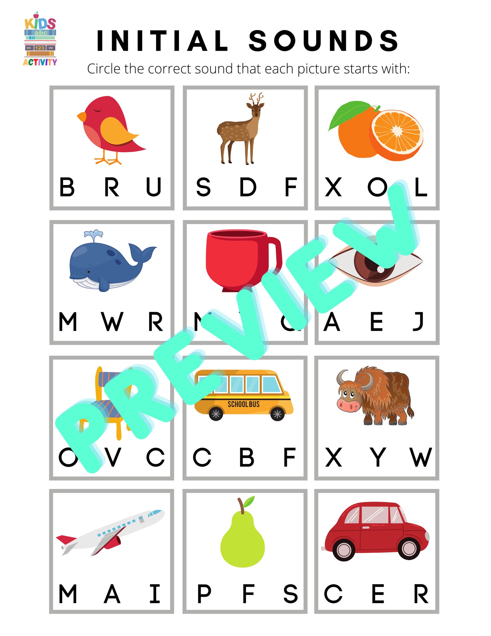 Beginning sounds worksheet preschool worksheet printable