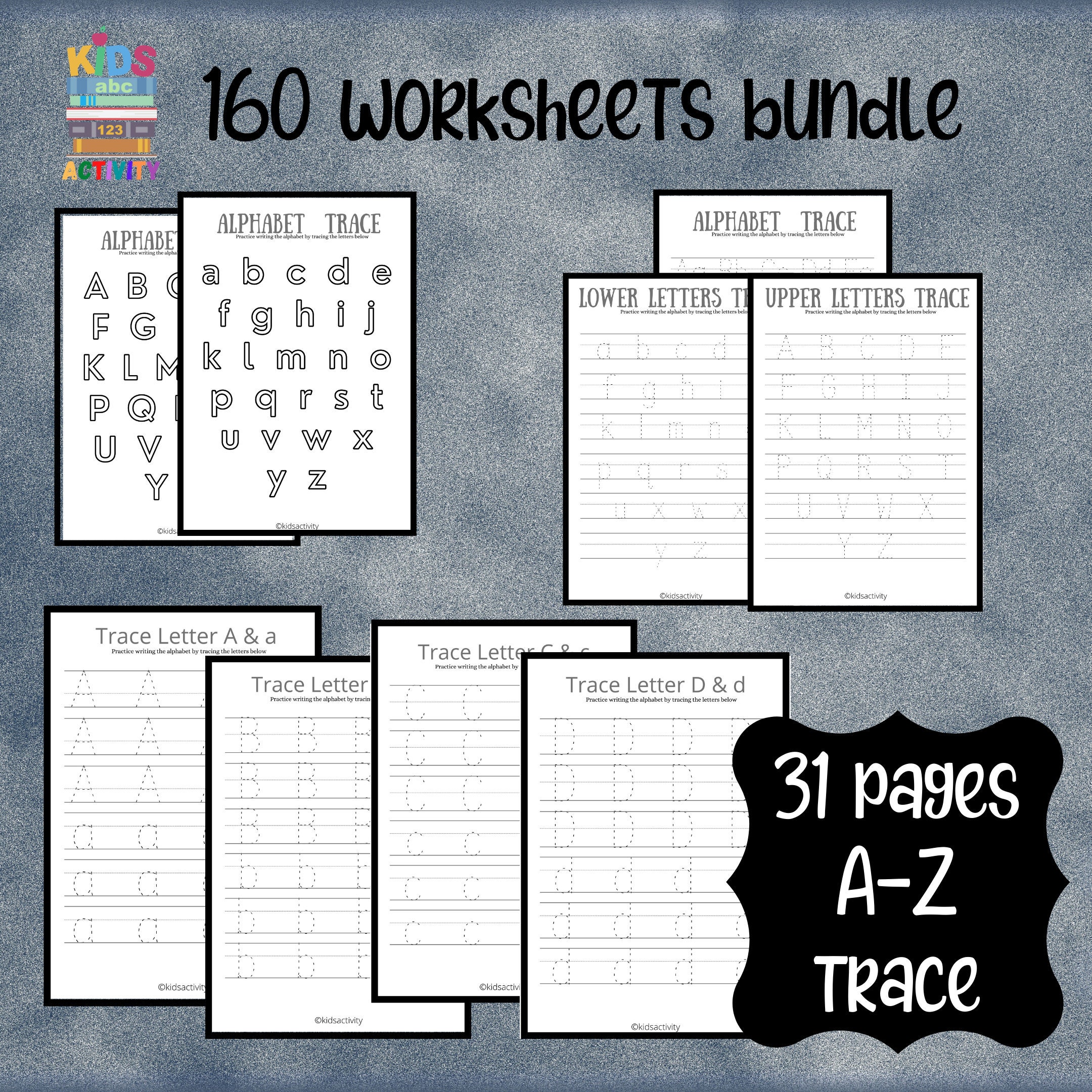 alphabet worksheet downloads preschool worksheet bundle etsy