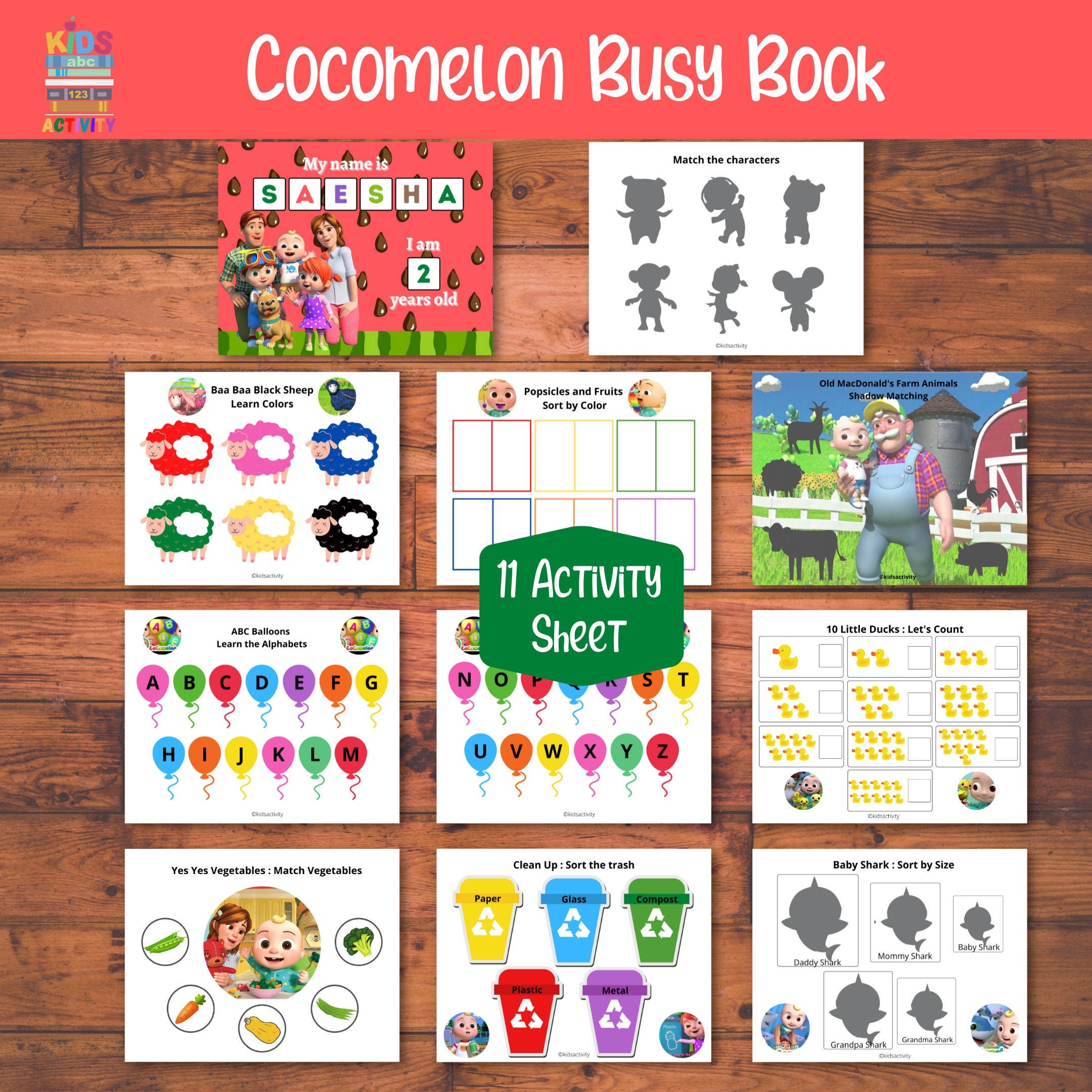cocomelon activity sheets busy book printable preschool etsy