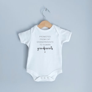 Promoted From Cat Grandparents To Human Grandparents Baby Vest | You&#39;re Going To Be Grandparents | Pregnancy Announcement | Gift Present