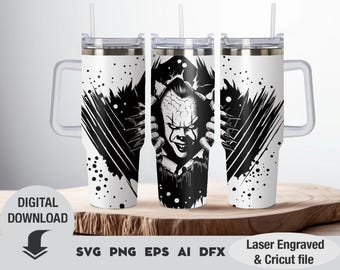 Halloween Tumbler SVG: Horror Movie Laser Engraved Wrap (Digital Download 40oz Tumbler)