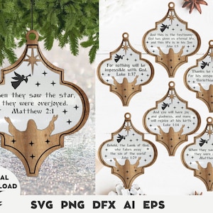 Adorno de natividad de Navidad svg cortado con láser, Adorno arabesco cristiano svg, Natividad de Navidad svg, Archivo cortado con láser, Jesús, Navidad svg