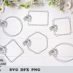 Wreath svg bundle, Wedding wreath svg. Pions wreath svg, Floral wreath svg,  wreath monogram svg, circle frame. Ornament svg. Border Svg