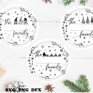 Christmas family monogram, Christmas ornaments svg cricut,  Christmas wreath, Customizable Round Last Name, Christmas Sign, Family Name svg