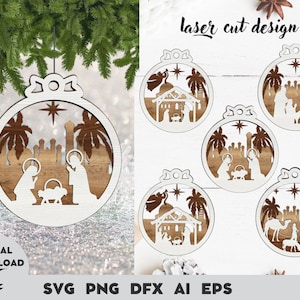 Christmas nativity ornament svg, ornament Laser Cut, Christian  Ornament svg, Nativity christmas ornamen svg, Laser Cut File, Christmas