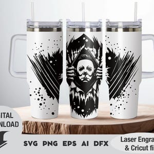 Halloween Tumbler SVG: Horror Movie Laser Engraved Wrap (Digital Download)