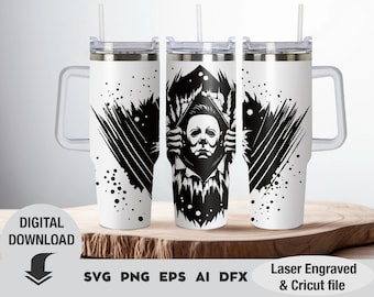 Halloween Tumbler SVG: Horror Movie Laser Engraved Wrap (Digital Download)
