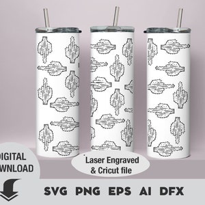 Tumbler svg designs, Cactus Laser Engraved Full Wrap, Succulent tumbler, Skinny Tumbler, Cricut File, Tumbler Wrap For Laser Rotary