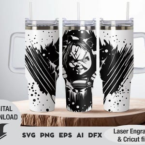 Halloween Tumbler SVG: Horror Movie Laser Engraved Wrap (Digital Download)