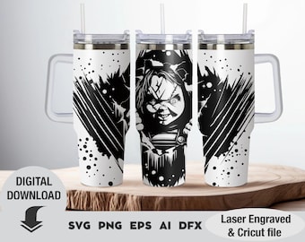 Halloween Tumbler SVG: Horror Movie Laser Engraved Wrap (Digital Download)