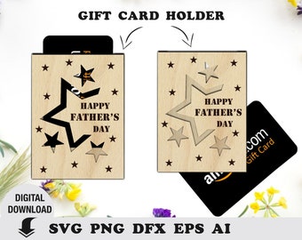 Happy Father's day gift card holder, Svg Laser-Ready Cut Files, Gift for Dad, Father's day Laser cut file, Glowforge svg, Dad Laser Cut File