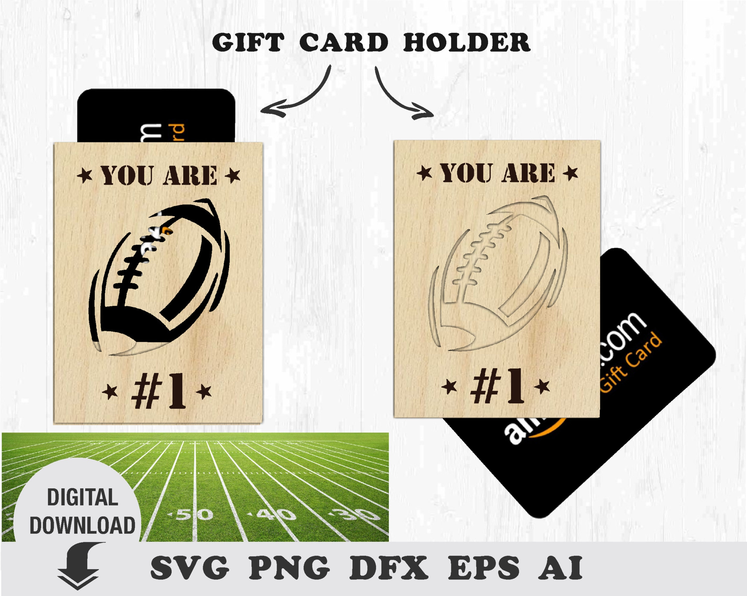 Football Gift Card Holder, Svg Laserready Cut Files, Gift for Dad