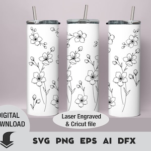 Sakura Becher Design svg, Kirschblüten Laser graviert Full Wrap, Blumen Becher, Skinny Tumbler, Cricut File, Becher für Laser Rotary