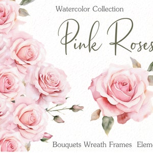 Roses watercolor clipart, Rose, Watercolor Clipart, Wedding Clipart, Floral Clipart, Classic Roses, Wild Floral Clipart, Premade Clipart
