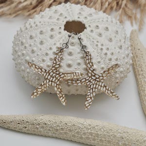 Sparkly Glitter Starfish Earrings, Gold Starfish Earrings, Beachy Summer Earrings, Beach Lover Gift, Shell Earrings