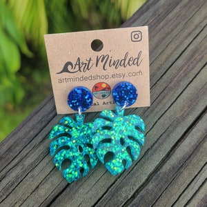 Monstera Leaf Earrings, Tropical Earrings, Leaf Earrings, Botanical Earrings, Boho Earrings, Summer Earrings