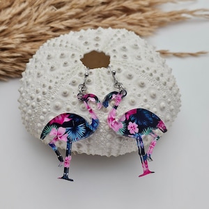 Tropical Flamingo Earrings, Summer Earrings, Flamingo Lover Gift for her, Vacation Vibes Earrings, Pink Flamingo Bird Earrings
