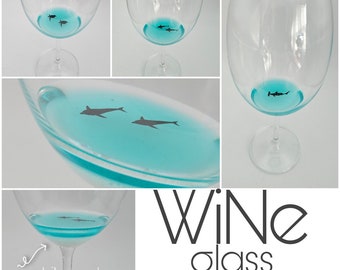 Ocean -Themed Wine Glass Collection with White Sandy Beach, Sea Turtle Wine Glass, Shark Wine Glass, Dolphin Wine Glass, Mermaid Wine Glass