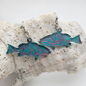 Grouper Earrings, Fish Earrings, Summer Earrings, Fisherwoman gift, Ocean Jewelry, Palegic Fishing Earrings, Fisherman Gift for Her