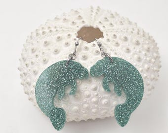 Cute Manatee Earrings for beach lover gift for her Manatee Jewelery vacation earrings ocean themed gift manatee Gifts for ocean sea cow gift