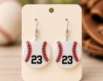Personalized Baseball Earrings, Baseball Mom Gift for Her, Baseball Fans, Baseball Season Lovers, Team Spirit Jewelry