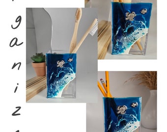 Teachers Pencil Holder, Sea Turtle Ocean-Themed Organizer, Teacher Appreciation Gift, Ocean-Themed Desk Organizer, Toothbrush Holder